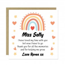 Cute Teacher Card With Kraft Envelope Rainbow Thank You Cards