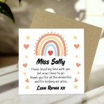 Cute Teacher Card With Kraft Envelope Rainbow Thank You Cards