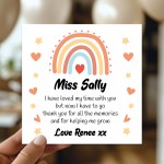 Cute Teacher Card With Kraft Envelope Rainbow Thank You Cards
