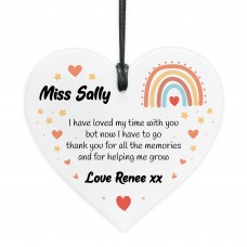 Personalised Gift For Teacher Heart Acrylic Plaque Rainbow