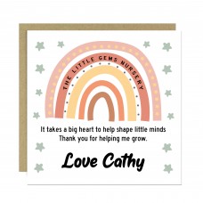 Personalised Cute Teacher Card With Kraft Envelope Rainbow