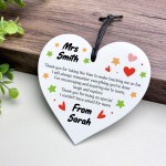 PERSONALISED Teacher Gift Heart Acrylic Plaque Thank You Gift