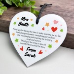 PERSONALISED Teacher Gift Heart Acrylic Plaque Thank You Gift