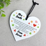 PERSONALISED Teacher Gift Heart Acrylic Plaque Thank You Gift