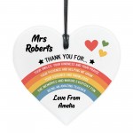 PERSONALISED Teacher Gift Rainbow Acrylic Plaque Thank You Gift
