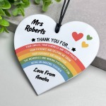 PERSONALISED Teacher Gift Rainbow Acrylic Plaque Thank You Gift