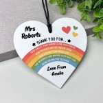 PERSONALISED Teacher Gift Rainbow Acrylic Plaque Thank You Gift