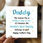 Fathers Day Card For Daddy BEST DADDY Card From Daughter Son