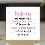 Birthday Card For Nanny BEST NANNY Card From Granddaughter