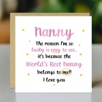 Birthday Card For Nanny BEST NANNY Card From Granddaughter
