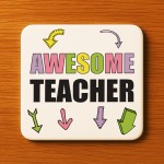Gift For Teacher AWESOME TEACHER Coaster Teacher Appreciation