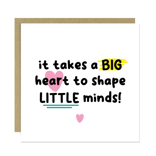 Thank You Card For Teacher With Kraft Envelope Big Heart Thank You Card For Teacher With Kraft Envelope Big Heart