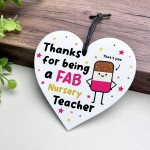 Nursery Teacher Gift Hanging Heart Thank You Gift FAB Teacher