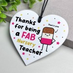 Nursery Teacher Gift Hanging Heart Thank You Gift FAB Teacher