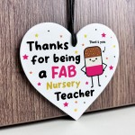 Nursery Teacher Gift Hanging Heart Thank You Gift FAB Teacher