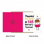 Nursery Teacher Thank You Card FAB TEACHER Card With Envelope