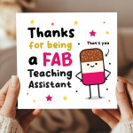 Teaching Assistant Thank You Card FAB TA Card Kraft Envelope