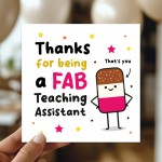 Teaching Assistant Thank You Card FAB TA Card Kraft Envelope