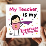 Card For Teacher Thank You Card My Superhero Card For Women