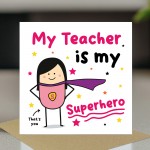 Card For Teacher Thank You Card My Superhero Card For Women