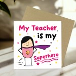 Card For Teacher Thank You Card My Superhero Card For Women