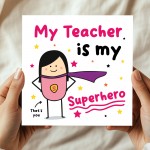 Card For Teacher Thank You Card My Superhero Card For Women