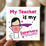 Card For Teacher Thank You Card My Superhero Card For Women