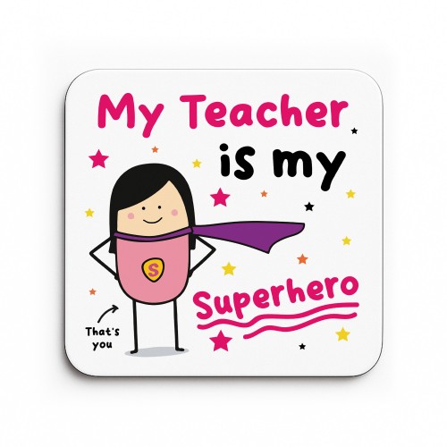 Gift For Teacher Coaster Thank You Gift My Superhero Gifts