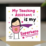 Card For Teaching Assistant Thank You Card My Superhero Card