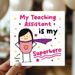 Card For Teaching Assistant Thank You Card My Superhero Card