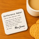 Gift For Teacher Personalised Coaster For Teacher Appreciation