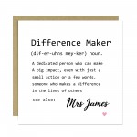 Personalised Thank You Card For Teacher Difference Maker