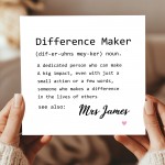 Personalised Thank You Card For Teacher Difference Maker