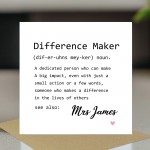 Personalised Thank You Card For Teacher Difference Maker