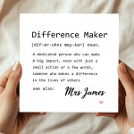 Personalised Thank You Card For Teacher Difference Maker