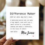 Personalised Thank You Card For Teacher Difference Maker