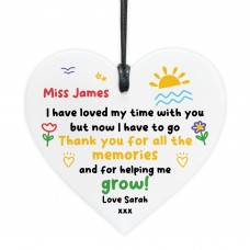 Gift For Teacher Nursery Teacher Heart Plaque Personalised