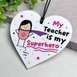Gift For Teacher Hanging Heart Thank You Gift My Superhero