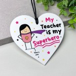 Gift For Teacher Hanging Heart Thank You Gift My Superhero