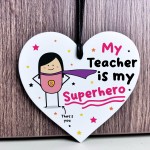 Gift For Teacher Hanging Heart Thank You Gift My Superhero