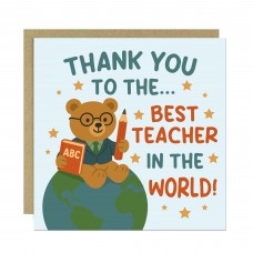 Best Teacher In The World Card With Kraft Envelope Thank You