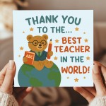 Best Teacher In The World Card With Kraft Envelope Thank You