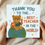 Best Teacher In The World Card With Kraft Envelope Thank You