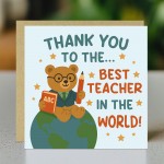 Best Teacher In The World Card With Kraft Envelope Thank You
