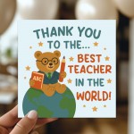 Best Teacher In The World Card With Kraft Envelope Thank You