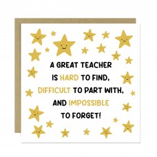 Card For Teacher Great Teacher Card Teacher Appreciation Card