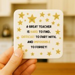 Gift For Teacher Great Teacher Coaster Teacher Appreciation Gift