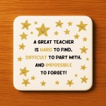 Gift For Teacher Great Teacher Coaster Teacher Appreciation Gift