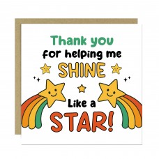 Cute Thank You Card For Teacher Thank You For Helping Me Shine