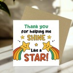 Cute Thank You Card For Teacher Thank You For Helping Me Shine
